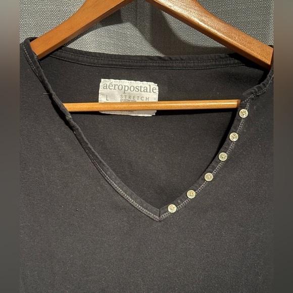 Aeropostale V-Neck Long Sleeve Stretch Shirt - Picture 3 of 5